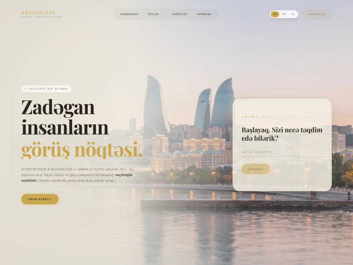 Aristocrat Social & Business Club — B2B / Membership layihəsi, Nurlan Qadirov tərəfindən hazırlanıb