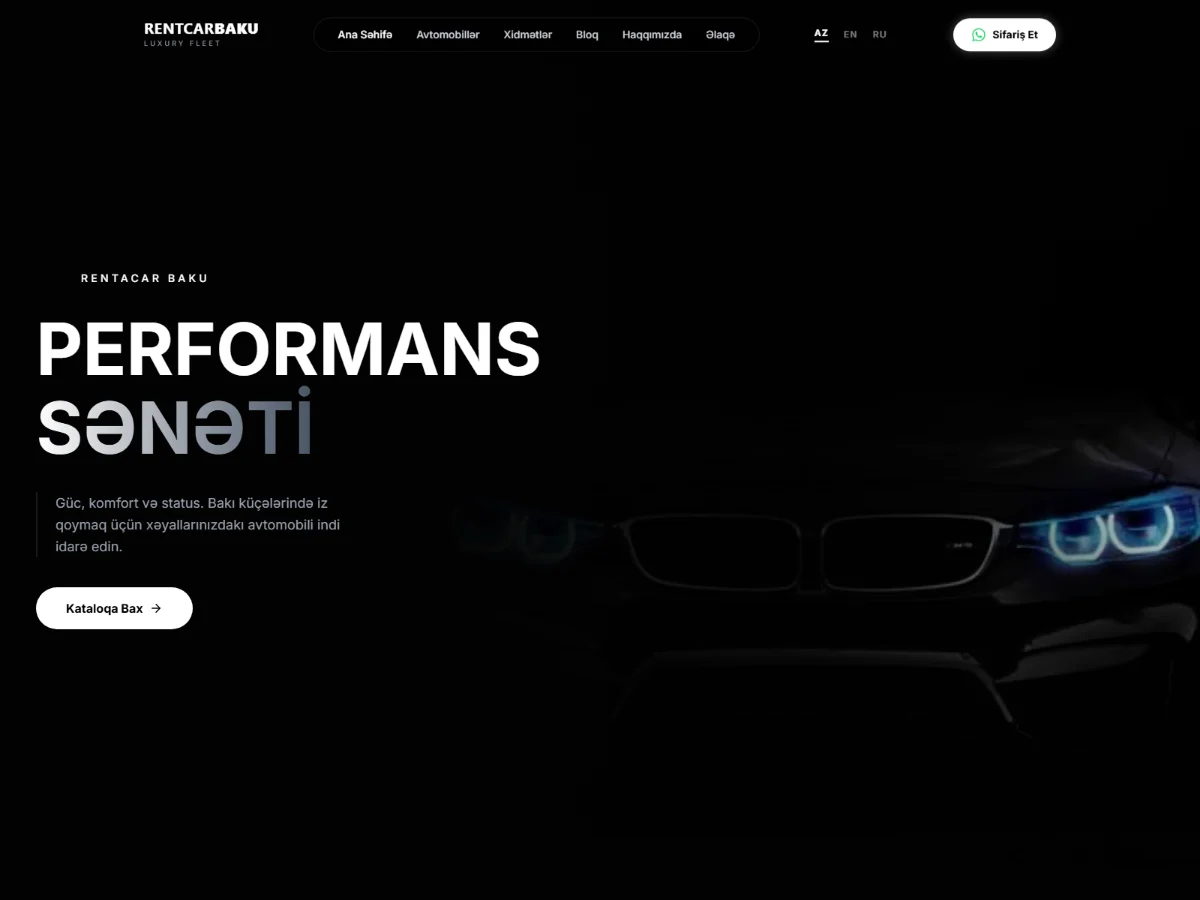 RentCar Baku — Luxury Car Rental Platform — Car Rental layihəsi, Nurlan Qadirov tərəfindən hazırlanıb